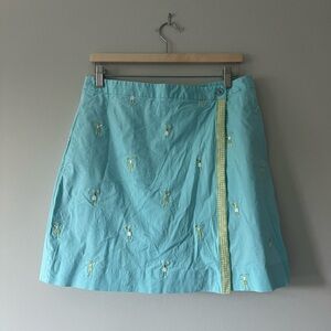 Lilly Pulitzer Golf Embroidered Wrap Skort Size 12 Aqua Blue